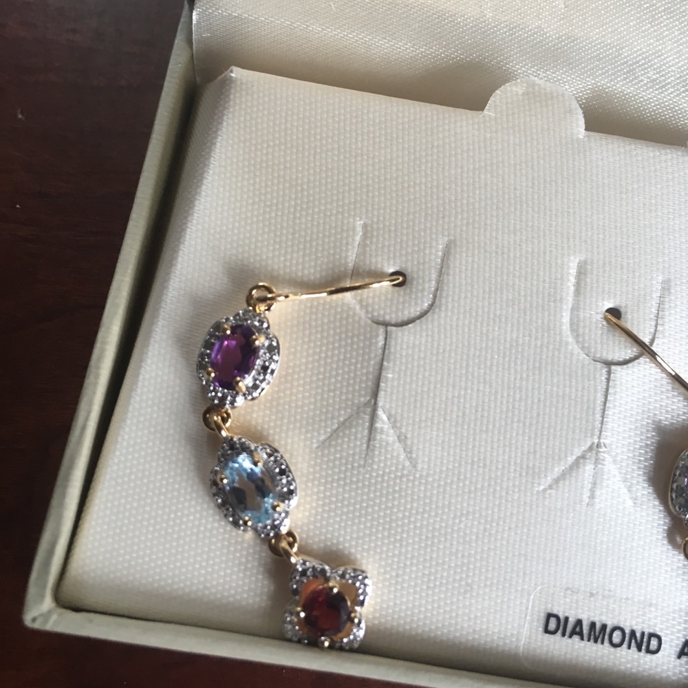 18k gold over brass earrings diamond accent